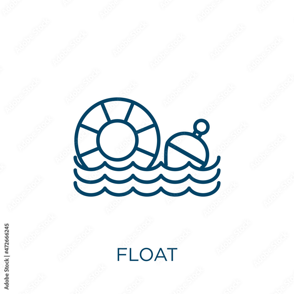 Aufkleber float icon. thin linear float outline icon isolated on white background. line vector float sign, sym