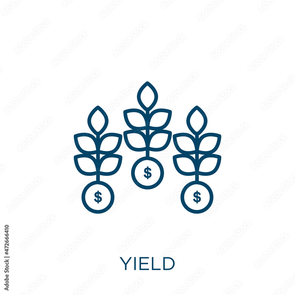 Poster yield icon. thin linear yield outline icon isolated on white background. line vector yield sign, sym