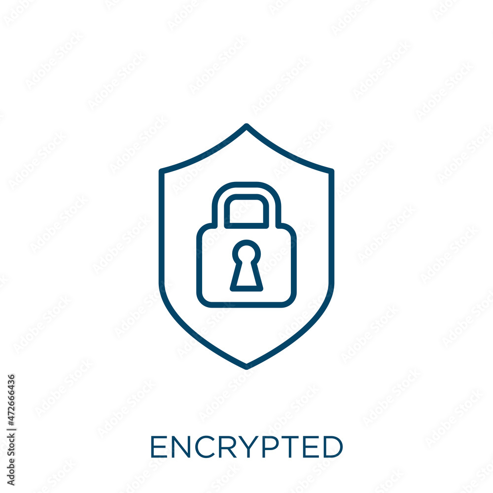 Aufkleber encrypted icon. thin linear encrypted outline icon isolated on white background. line vector encrypt