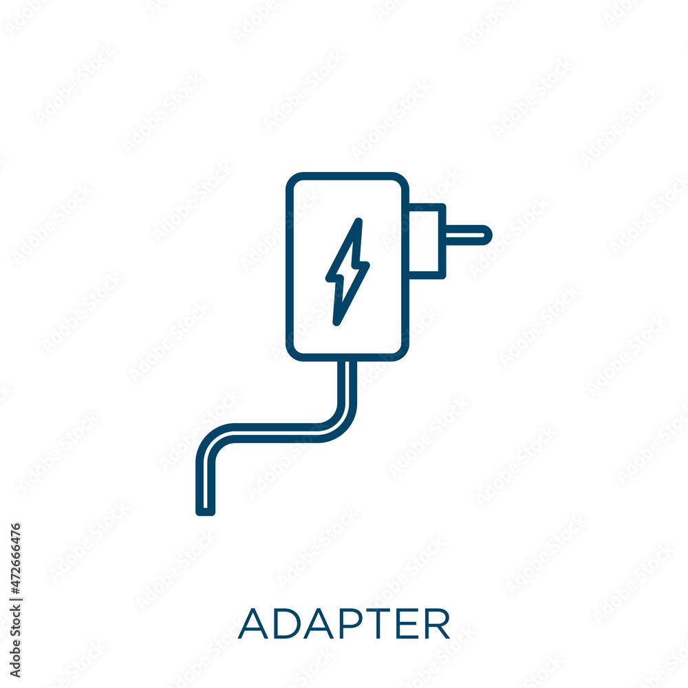 Poster adapter icon. thin linear adapter outline icon isolated on white background. line vector adapter sig
