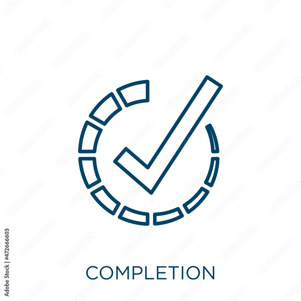 Poster completion icon. thin linear completion outline icon isolated on white background. line vector compl