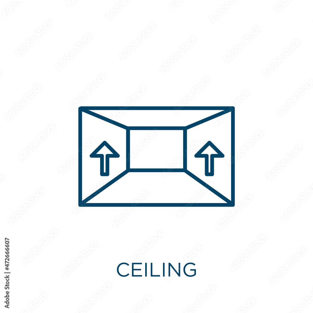 Poster ceiling icon. thin linear ceiling outline icon isolated on white background. line vector ceiling sig
