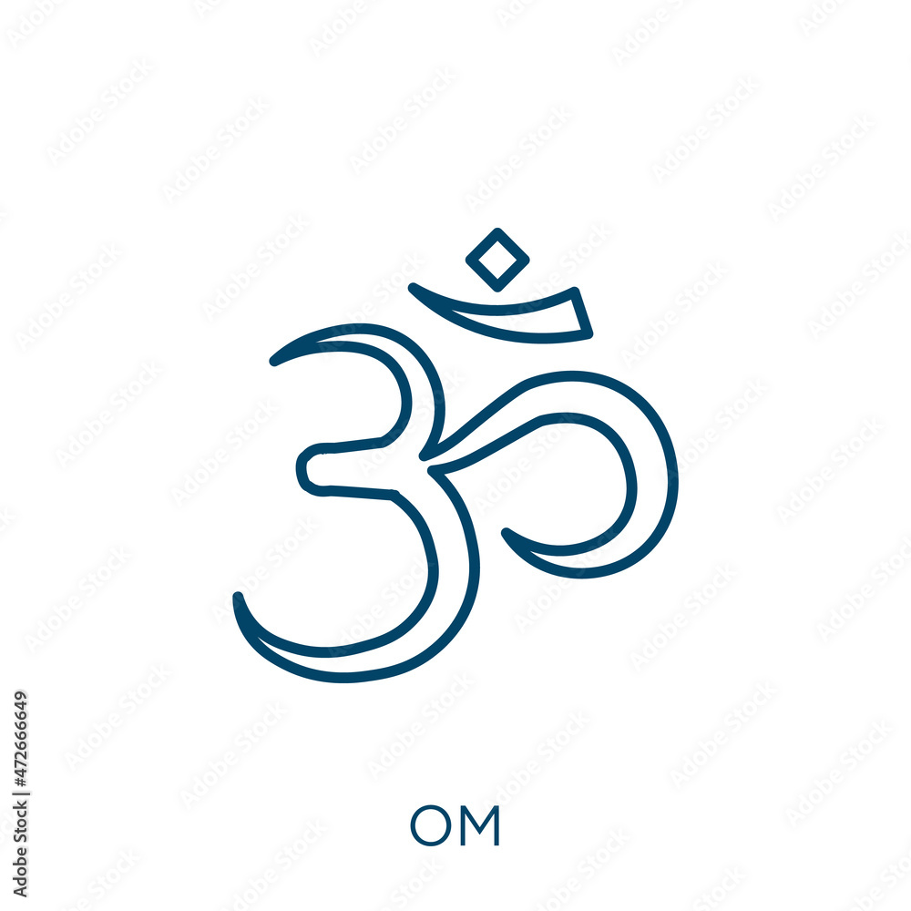 Poster om icon. thin linear om outline icon isolated on white background. line vector om sign, symbol for w