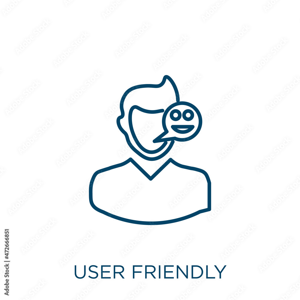 Poster user friendly icon. Thin linear user friendly outline icon isolated on white background. Line vector user friendly sign, symbol for web and mobile.