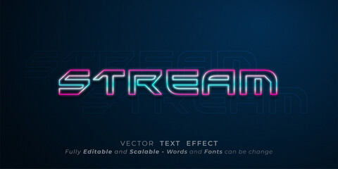 Editable text effect - Stream neon style concept