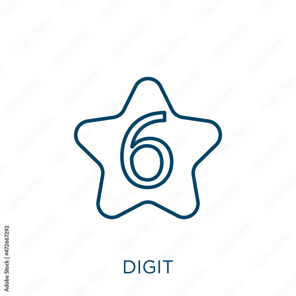 Poster digit icon. thin linear digit outline icon isolated on white background. line vector digit sign, sym