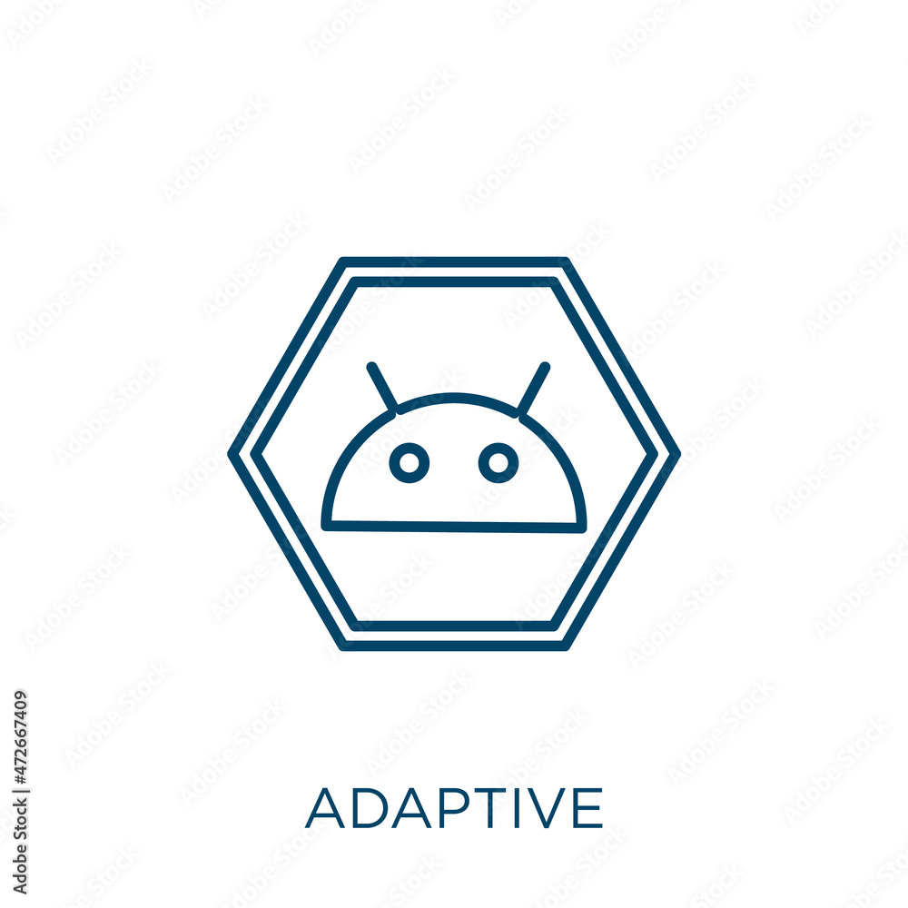 Poster adaptive icon. thin linear adaptive outline icon isolated on white background. line vector adaptive 
