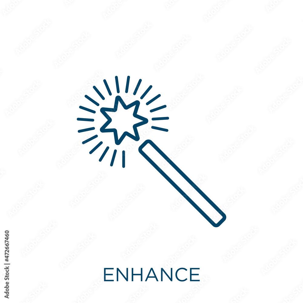 Poster enhance icon. thin linear enhance outline icon isolated on white background. line vector enhance sig