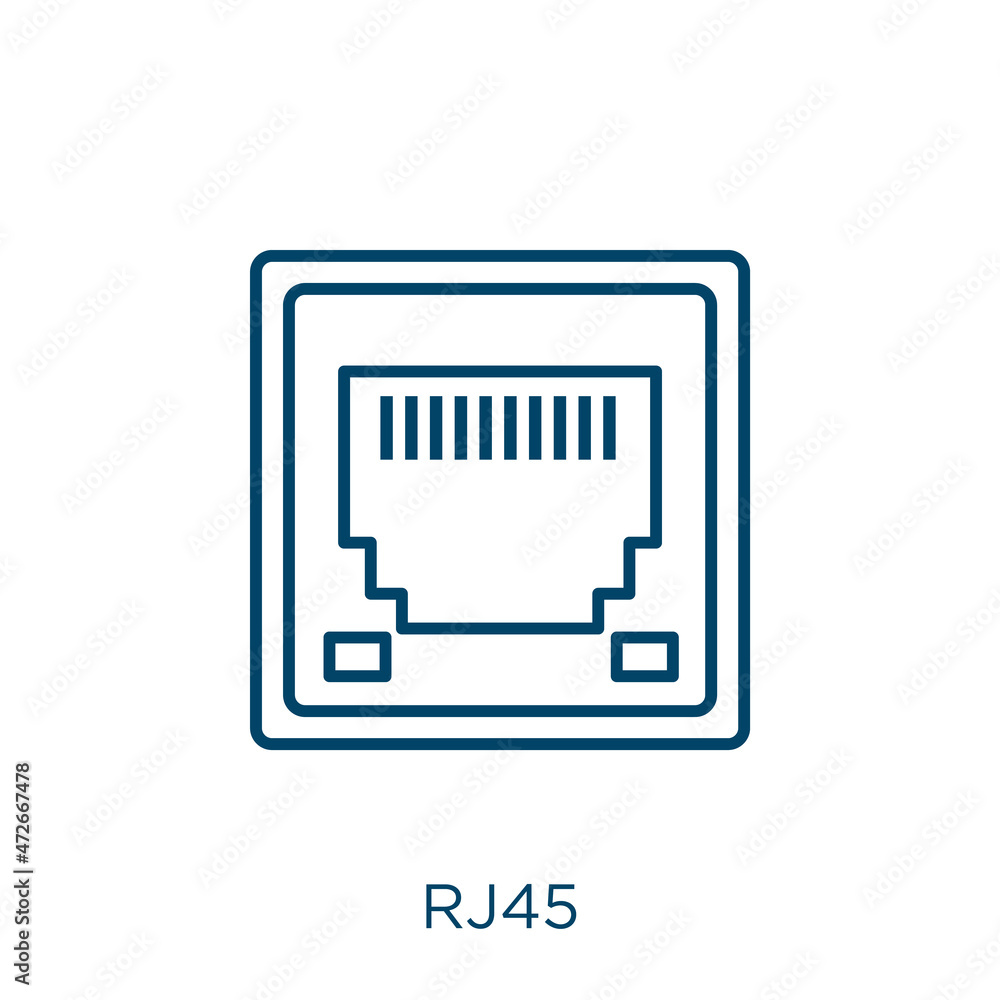 Poster rj45 icon. thin linear rj45 outline icon isolated on white background. line vector rj45 sign, symbol
