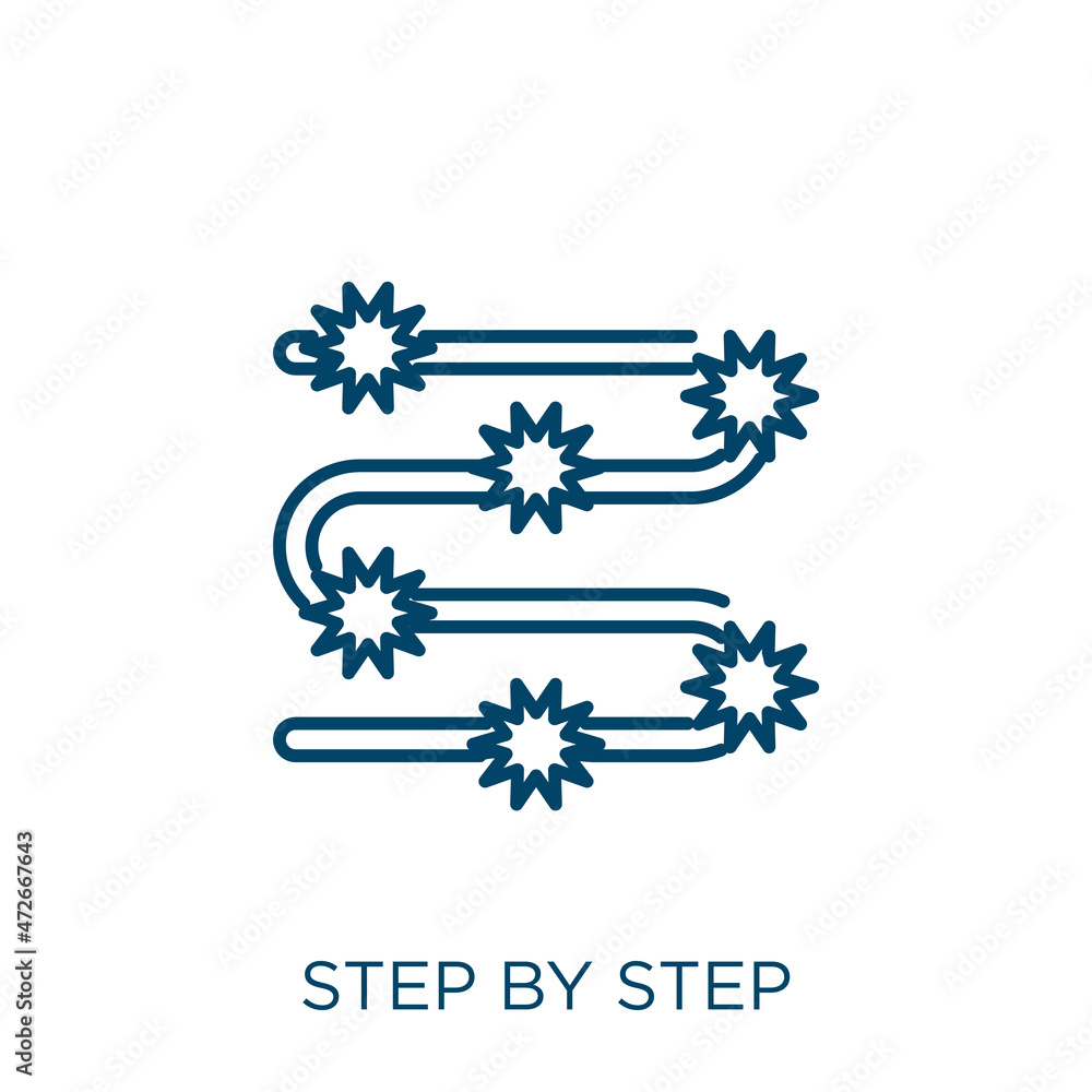Poster step by step icon. thin linear step by step outline icon isolated on white background. line vector s