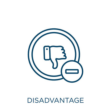 disadvantage icon. Thin linear disadvantage outline icon isolated on white background. Line vector disadvantage sign, symbol for web and mobile.