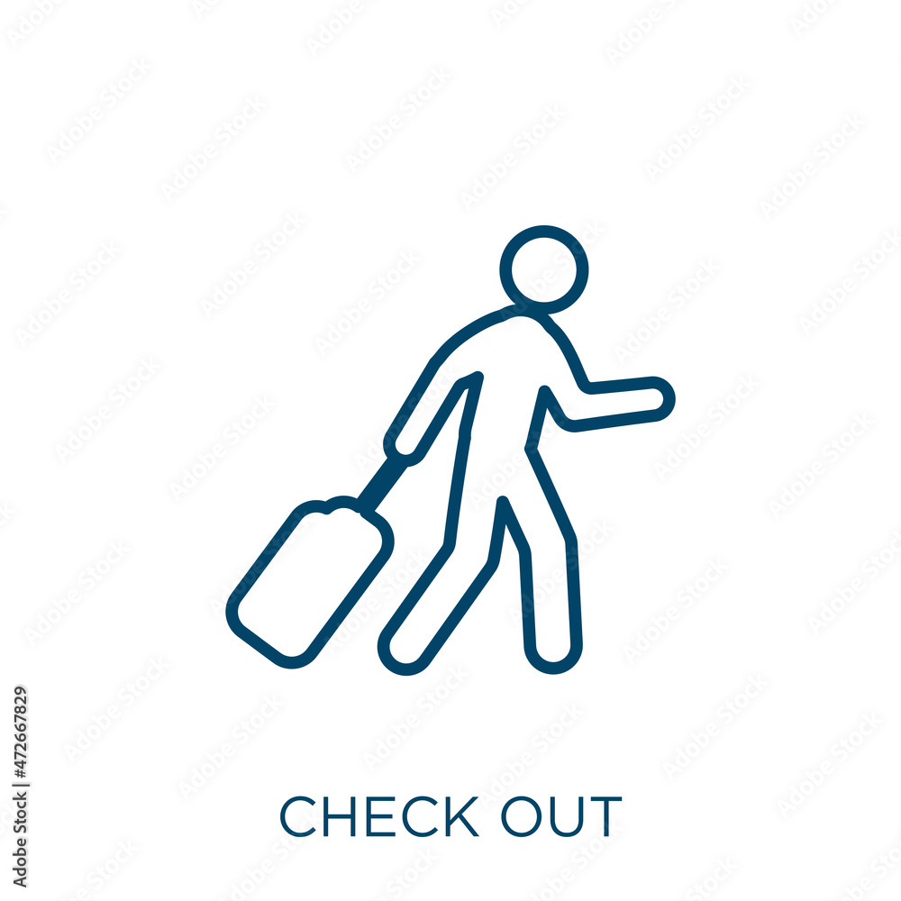 Aufkleber check out icon. thin linear check out outline icon isolated on white background. line vector check o