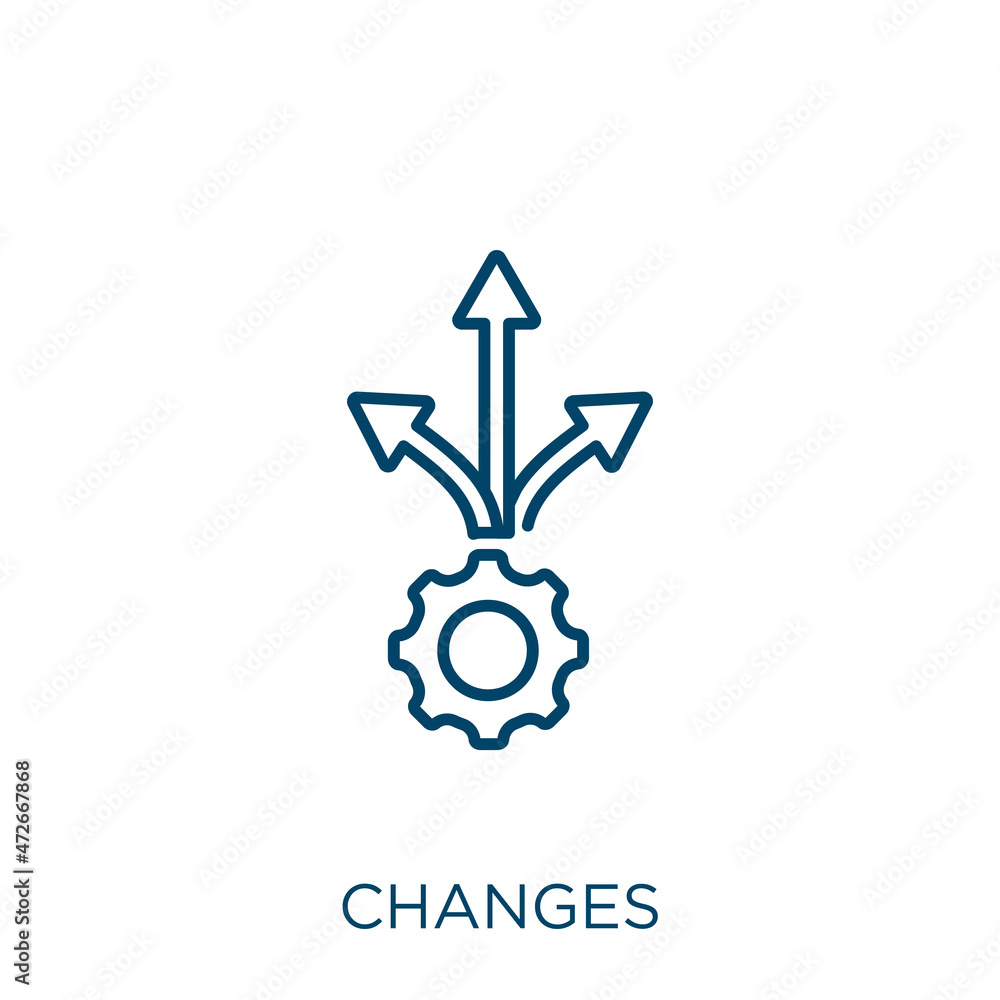 Poster changes icon. thin linear changes outline icon isolated on white background. line vector changes sig