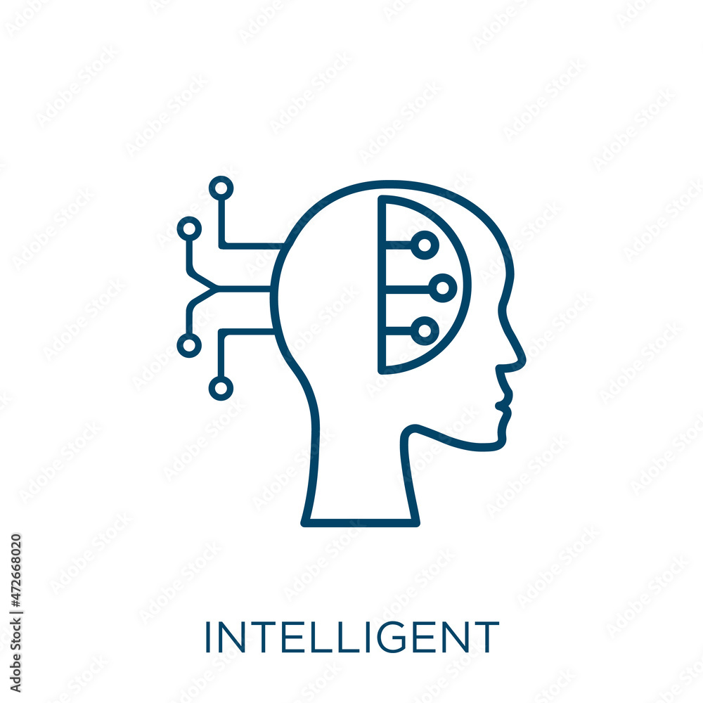 Aufkleber intelligent icon. thin linear intelligent outline icon isolated on white background. line vector int