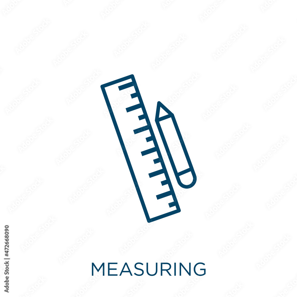 Poster measuring icon. thin linear measuring outline icon isolated on white background. line vector measuri