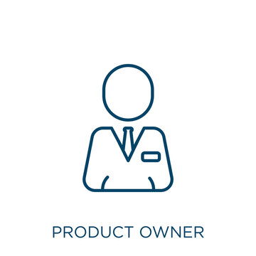 product owner icon. Thin linear product owner outline icon isolated on white background. Line vector product owner sign, symbol for web and mobile.