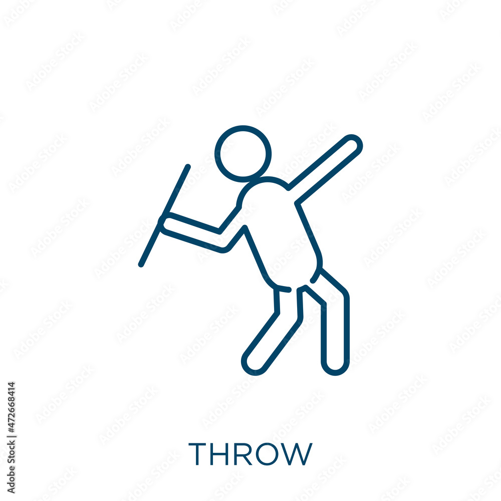 Poster throw icon. thin linear throw outline icon isolated on white background. line vector throw sign, sym