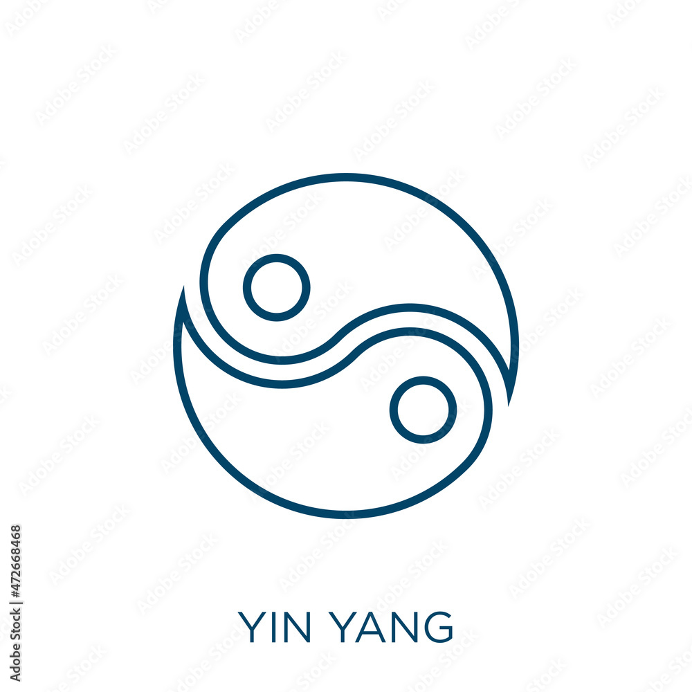 Poster yin yang icon. thin linear yin yang outline icon isolated on white background. line vector yin yang 