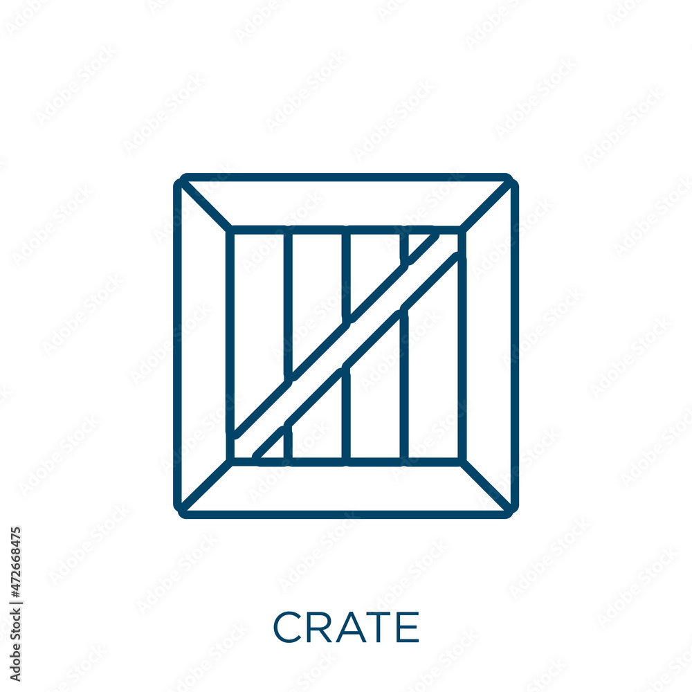 Poster crate icon. thin linear crate outline icon isolated on white background. line vector crate sign, sym