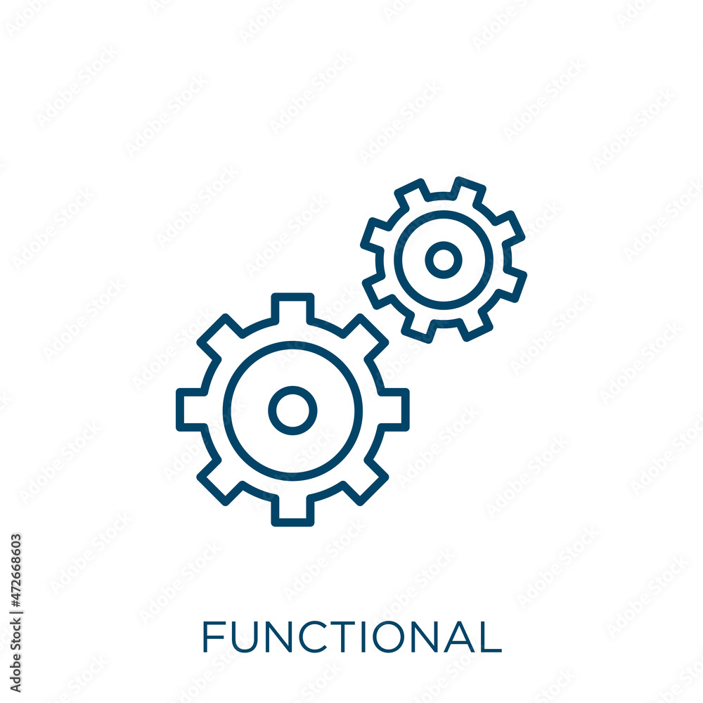 Aufkleber functional icon. thin linear functional outline icon isolated on white background. line vector funct