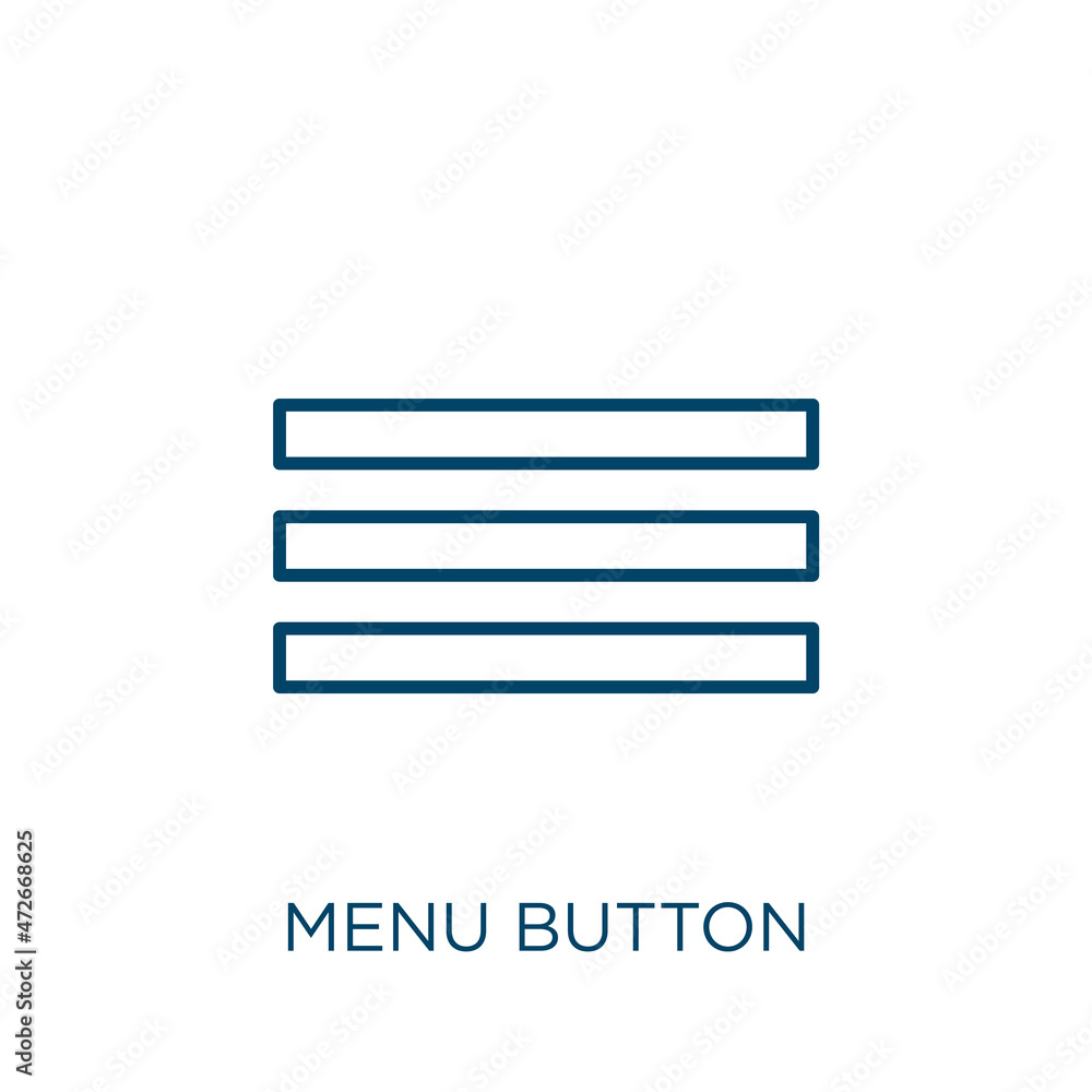 Poster menu button icon. thin linear menu button outline icon isolated on white background. line vector men