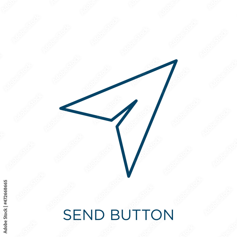 Poster send button icon. thin linear send button outline icon isolated on white background. line vector sen