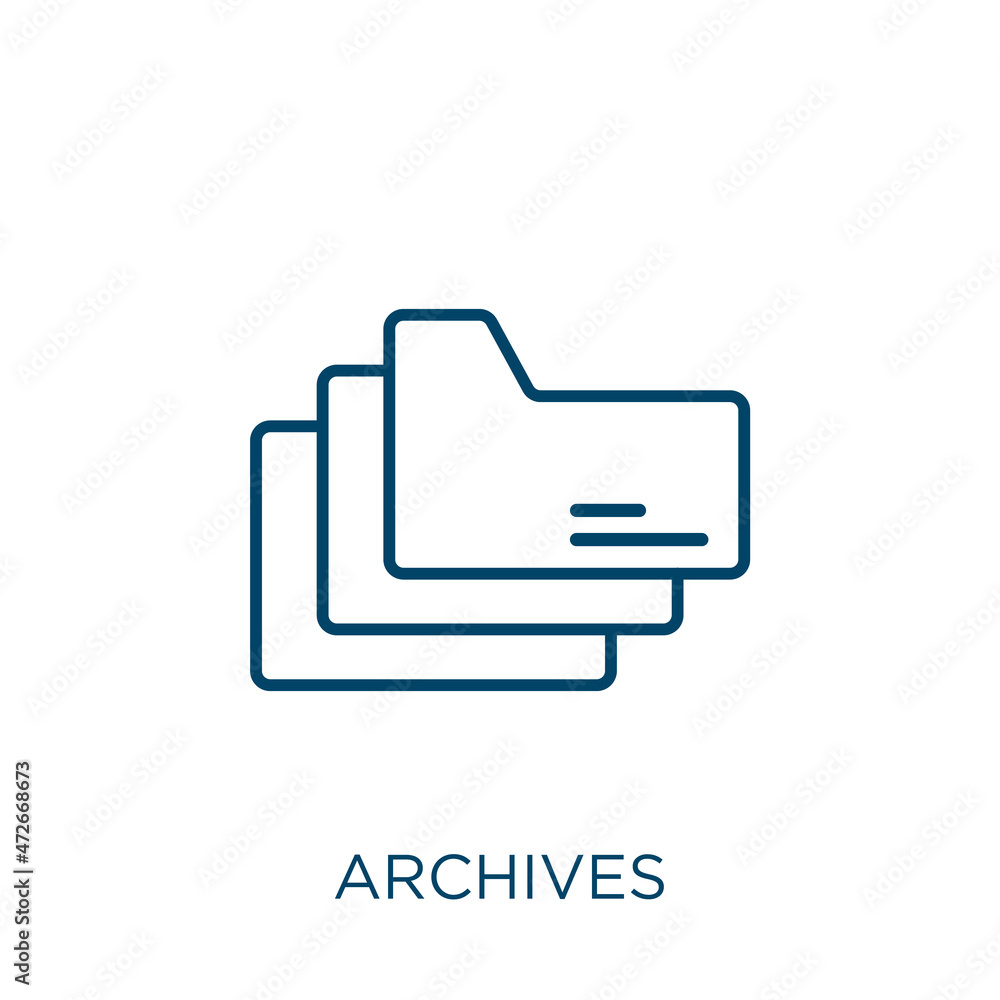 Poster archives icon. thin linear archives outline icon isolated on white background. line vector archives 