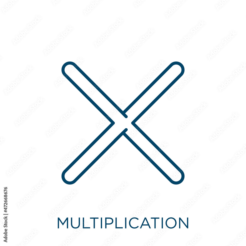 Poster multiplication icon. thin linear multiplication outline icon isolated on white background. line vect