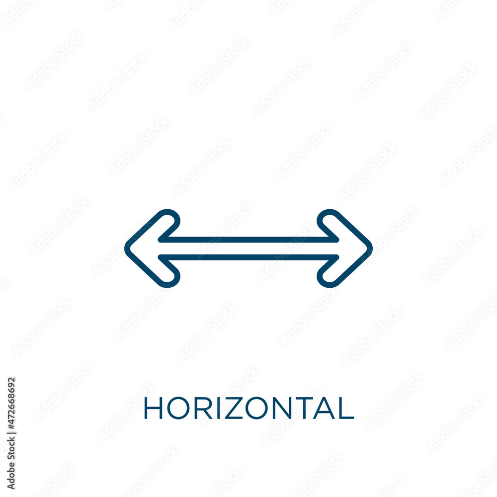 Poster horizontal icon. thin linear horizontal outline icon isolated on white background. line vector horiz
