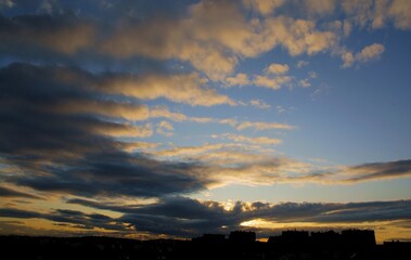 view at picturesque,multicolor clouds and sky in sunset