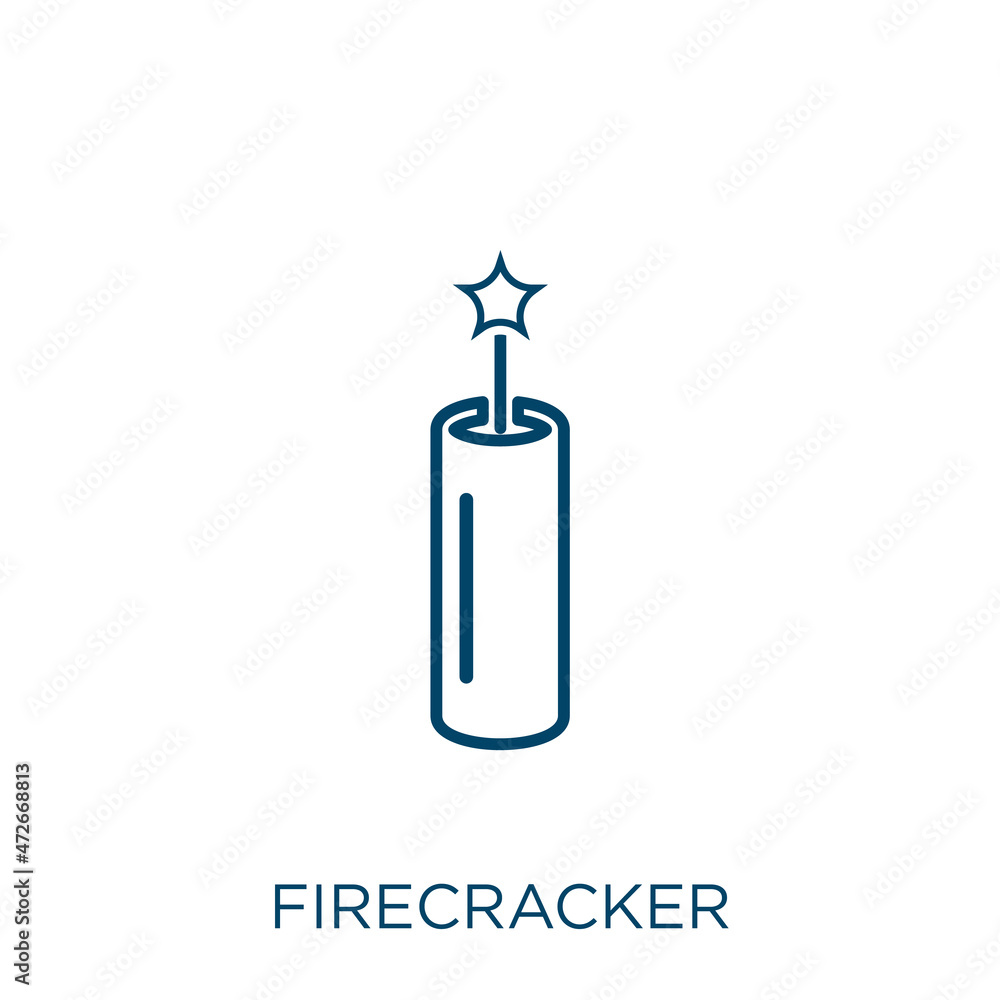 Poster firecracker icon. thin linear firecracker outline icon isolated on white background. line vector fir