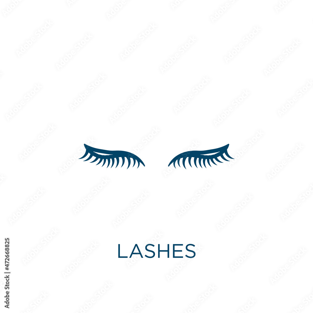Poster lashes icon. thin linear lashes outline icon isolated on white background. line vector lashes sign, 