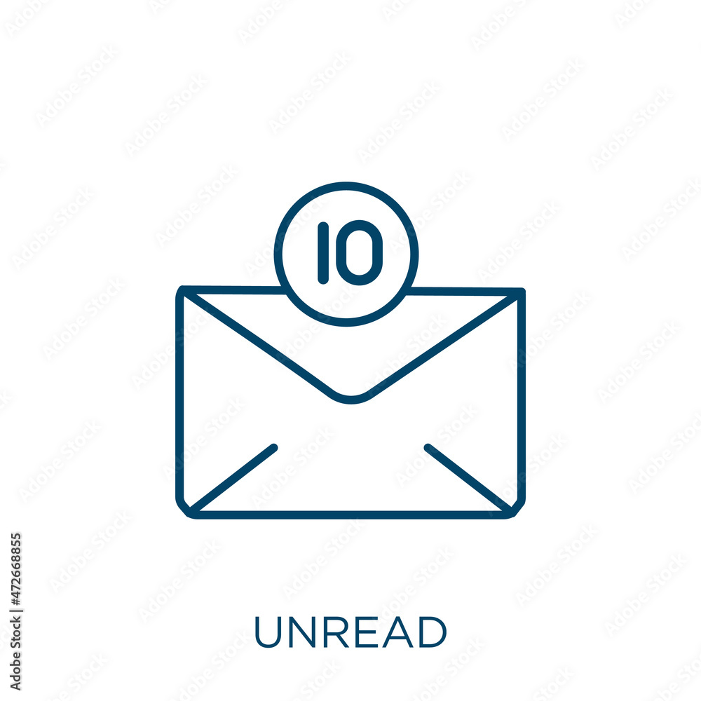 Poster unread icon. thin linear unread outline icon isolated on white background. line vector unread sign, 