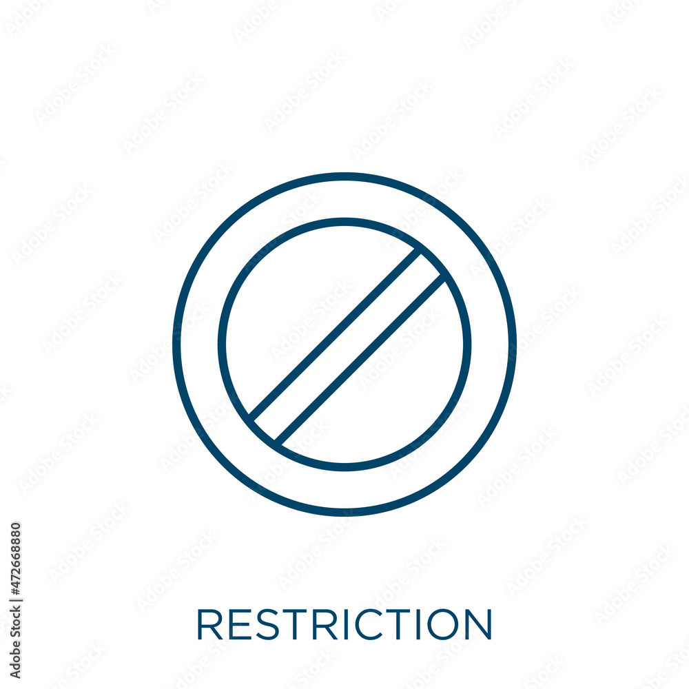 Aufkleber restriction icon. thin linear restriction outline icon isolated on white background. line vector res