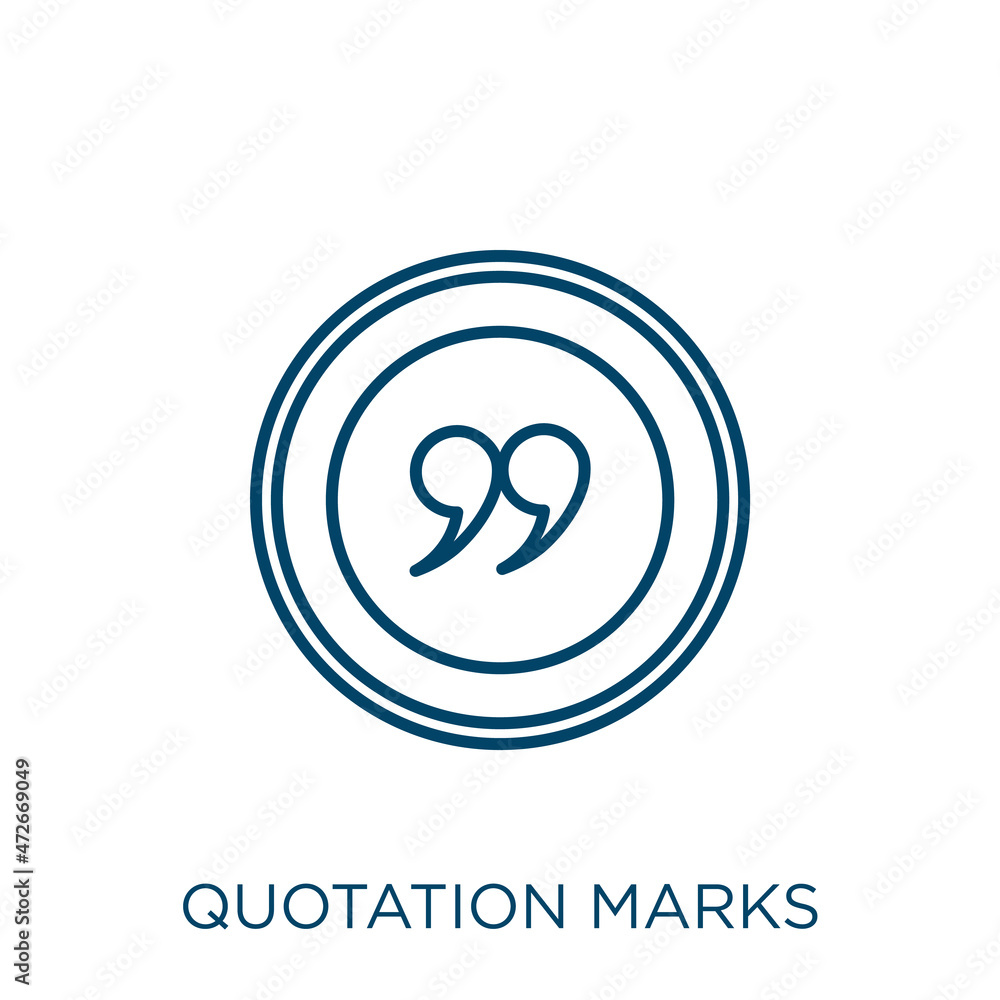 Aufkleber quotation marks icon. thin linear quotation marks outline icon isolated on white background. line ve