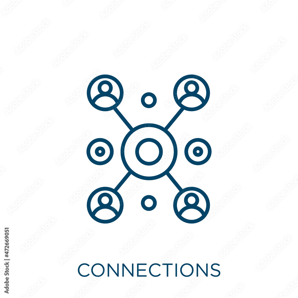 Poster connections icon. thin linear connections outline icon isolated on white background. line vector con