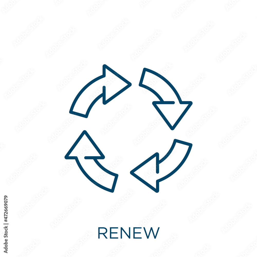 Poster renew icon. thin linear renew outline icon isolated on white background. line vector renew sign, sym