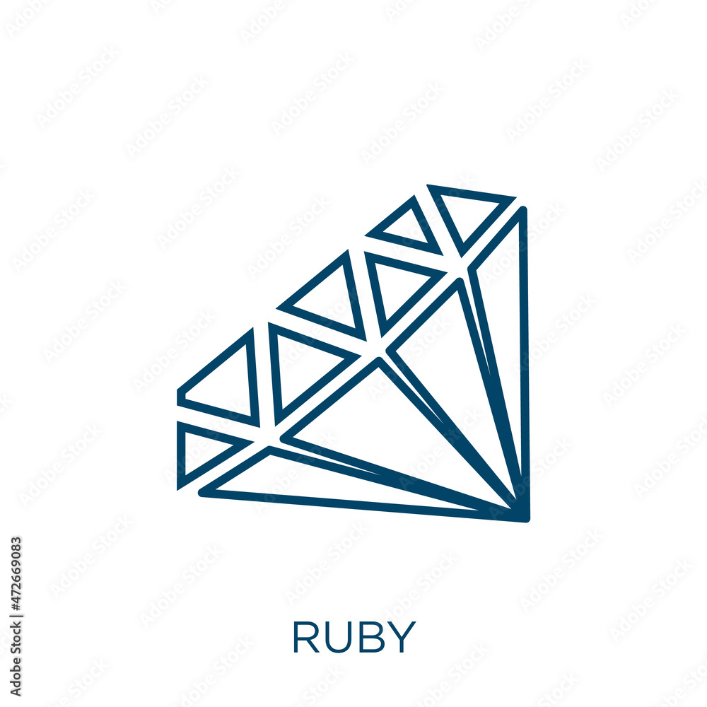 Aufkleber ruby icon. thin linear ruby outline icon isolated on white background. line vector ruby sign, symbol