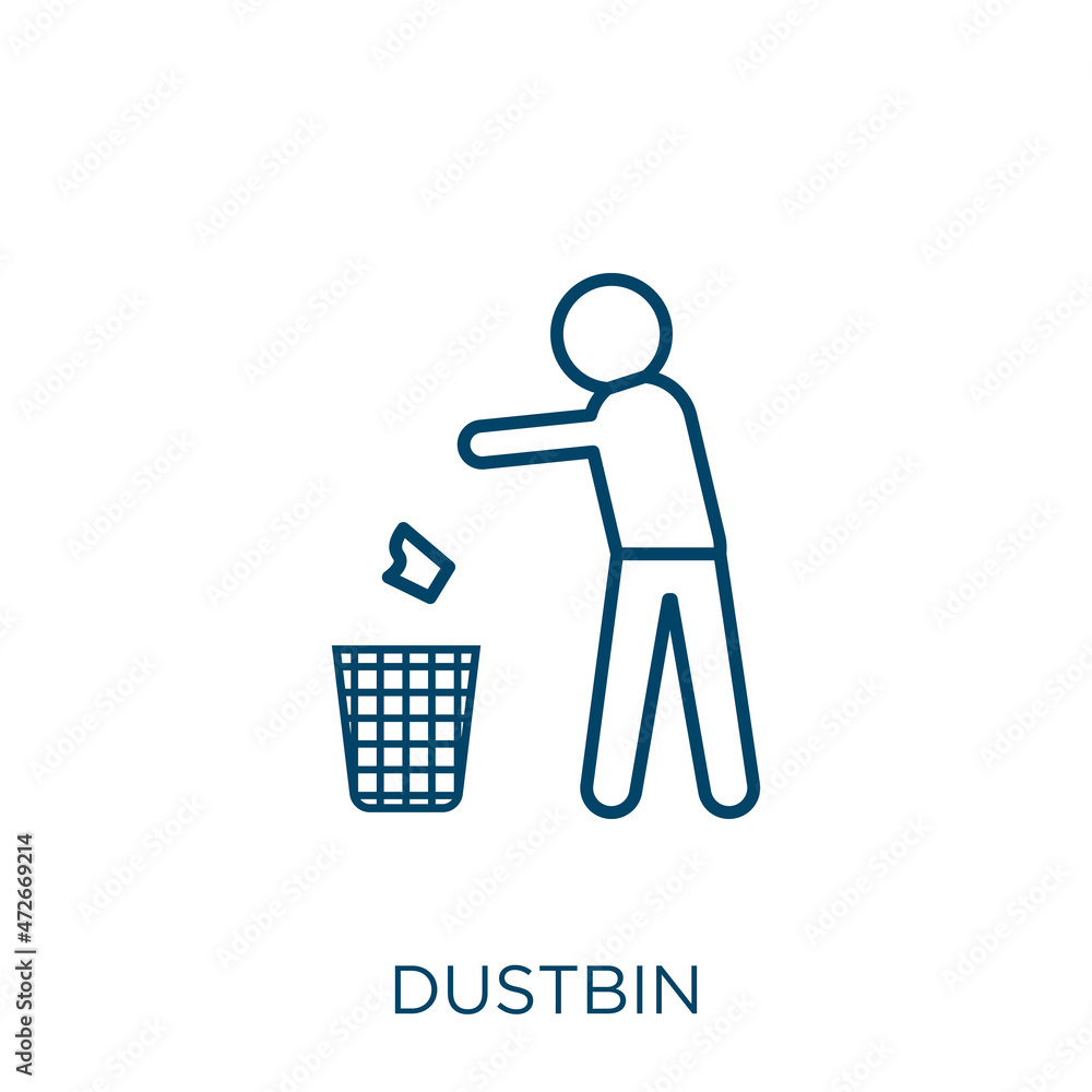 Poster dustbin icon. thin linear dustbin outline icon isolated on white background. line vector dustbin sig