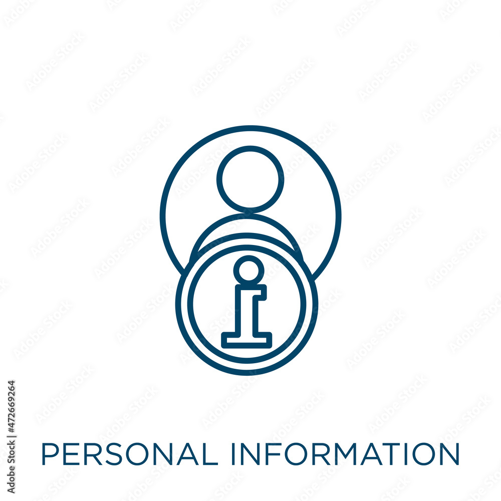 Poster personal information icon. thin linear personal information outline icon isolated on white backgroun
