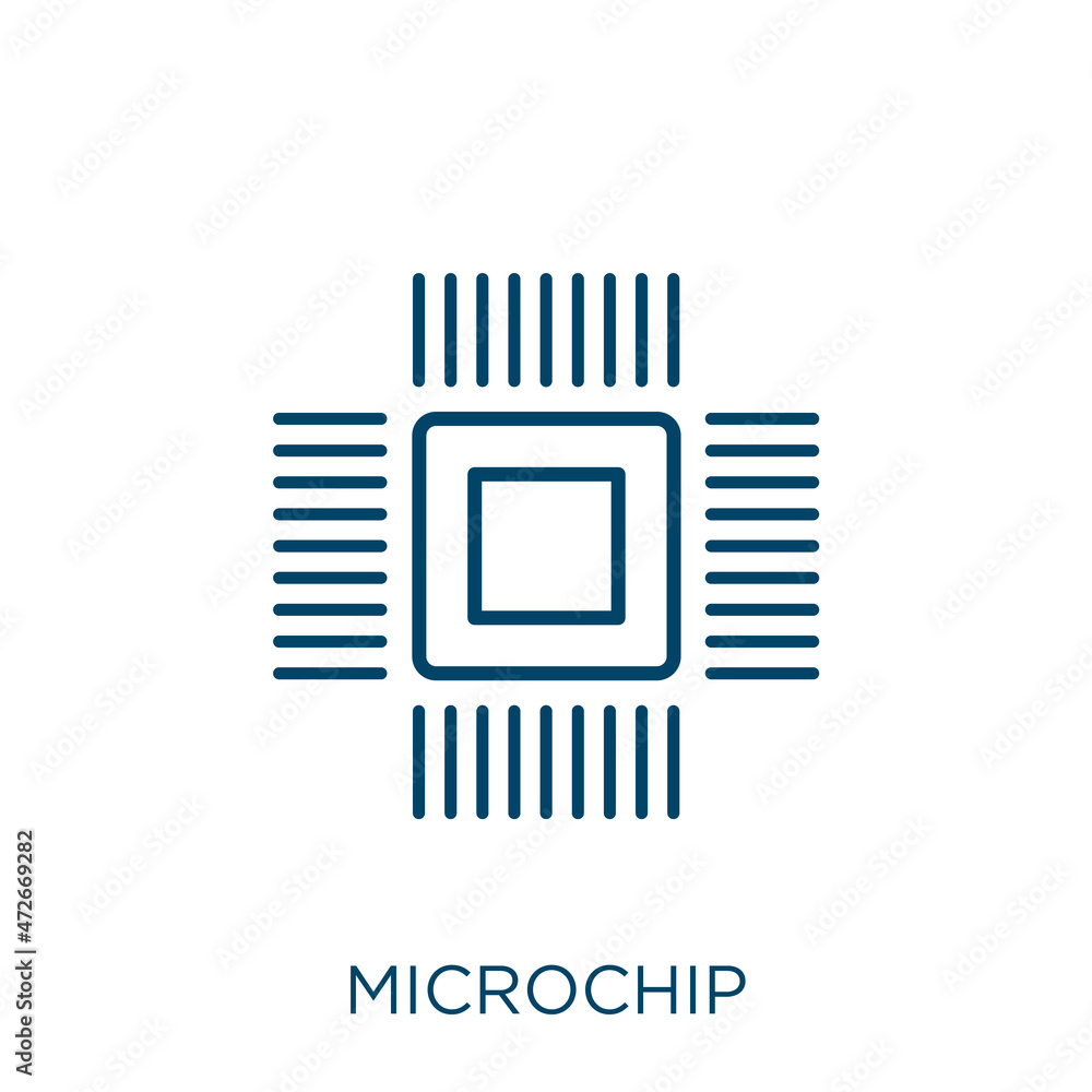 Aufkleber microchip icon. thin linear microchip outline icon isolated on white background. line vector microch