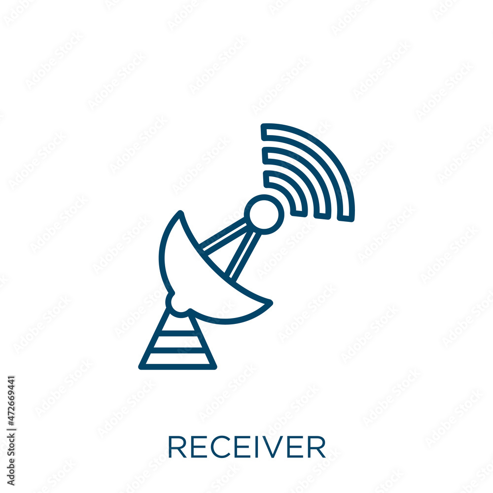 Poster receiver icon. thin linear receiver outline icon isolated on white background. line vector receiver 