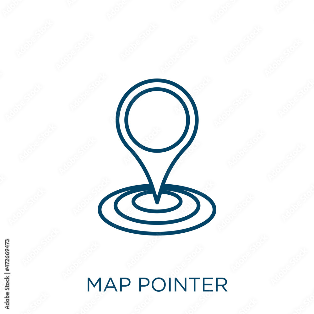 Poster map pointer icon. thin linear map pointer outline icon isolated on white background. line vector map