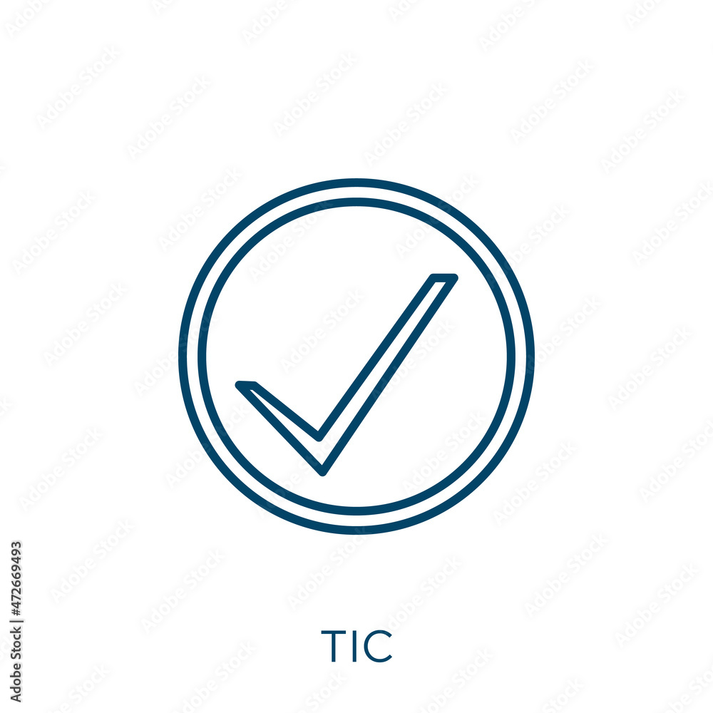 Poster tic icon. thin linear tic outline icon isolated on white background. line vector tic sign, symbol fo