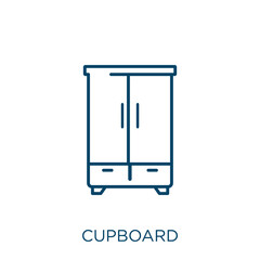 cupboard icon. Thin linear cupboard outline icon isolated on white background. Line vector cupboard sign, symbol for web and mobile.