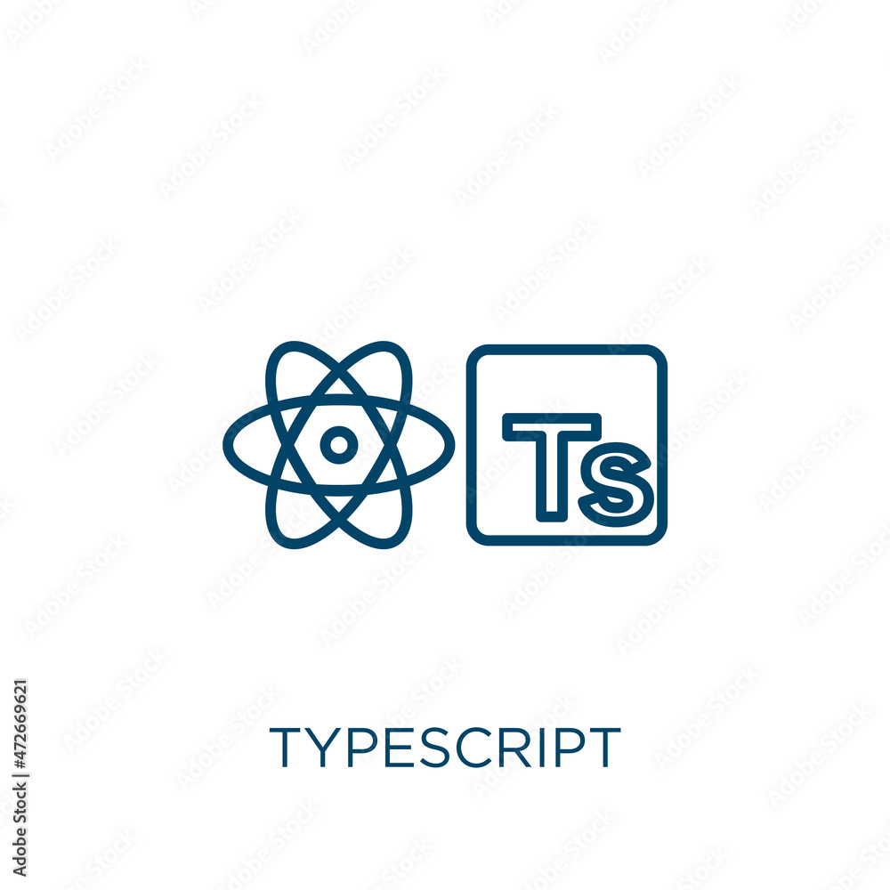 Fototapete typescript icon. thin linear typescript outline icon isolated on white background. line vector types