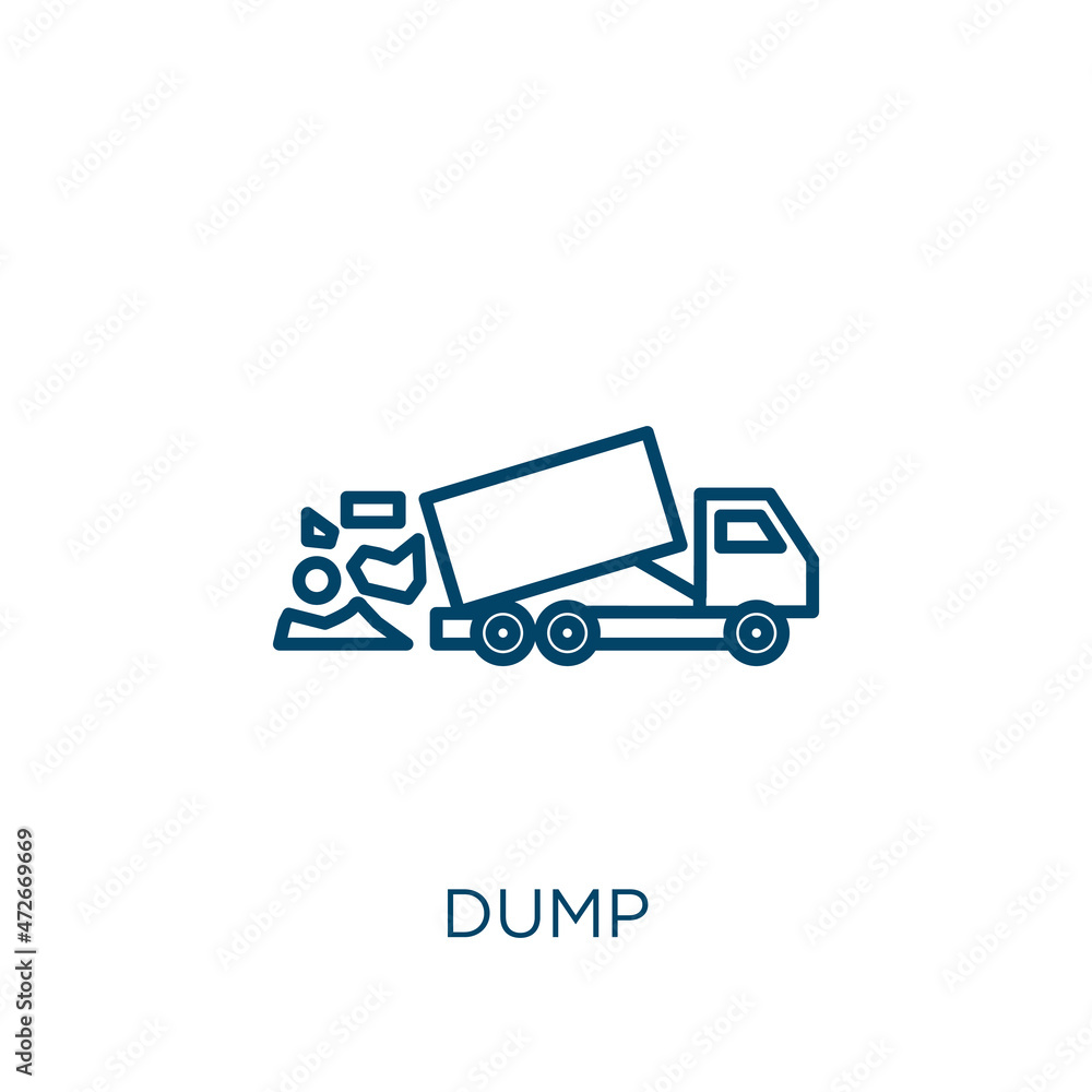 Poster dump icon. thin linear dump outline icon isolated on white background. line vector dump sign, symbol