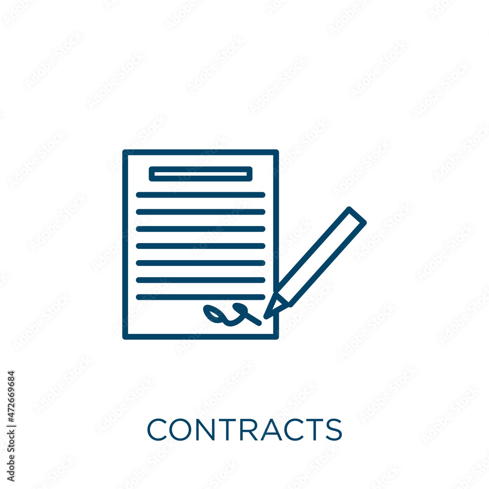 Poster contracts icon. thin linear contracts outline icon isolated on white background. line vector contrac
