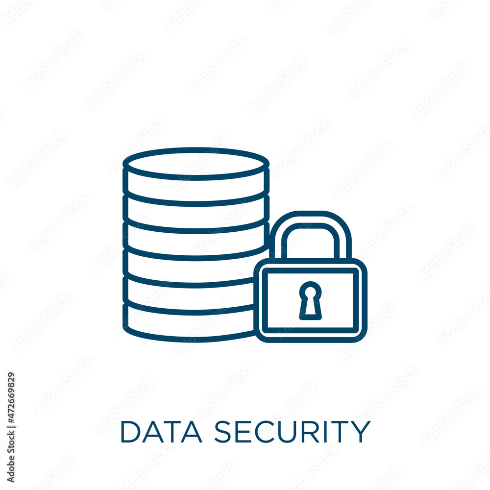 Aufkleber data security icon. thin linear data security outline icon isolated on white background. line vector