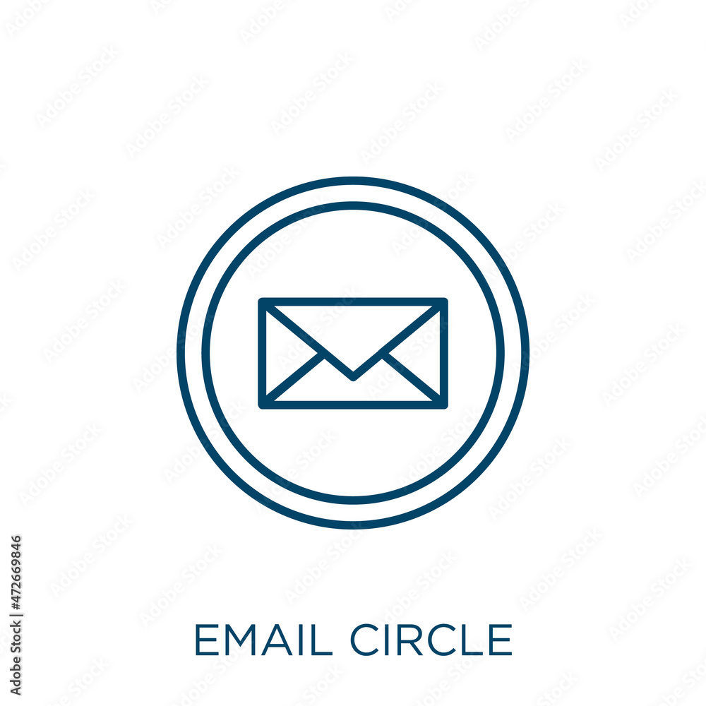 Poster email circle icon. thin linear email circle outline icon isolated on white background. line vector e